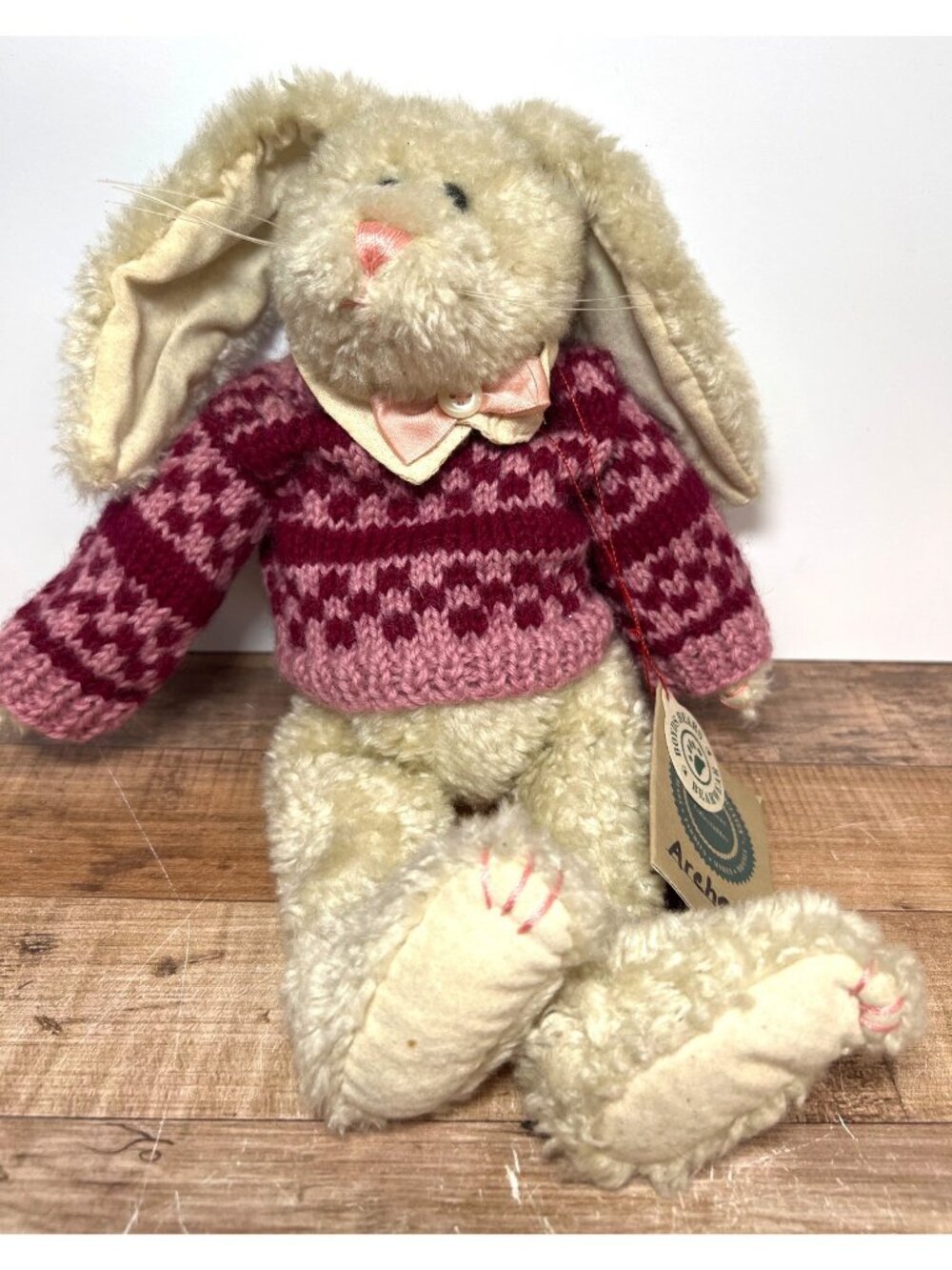 Boyds Bears Archer Collectible Plush Hare With Sweater & Bow Handmade 1996